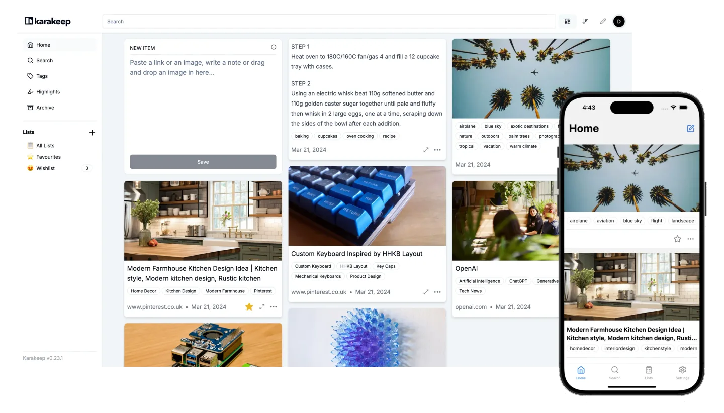 Karakeep - The Bookmark Everything App | Save, Organize & Tag with AI